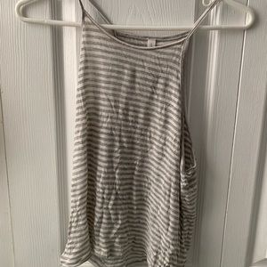 Grey & white striped tank top